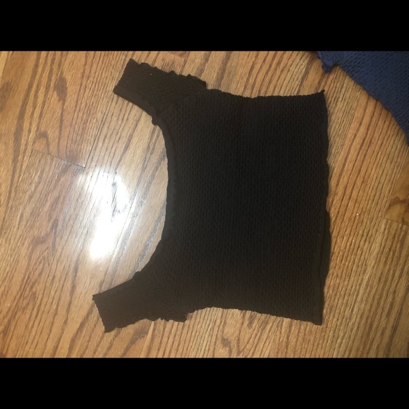 Free People Smocked Crop Top Black XS/S - Picture 3 of 4